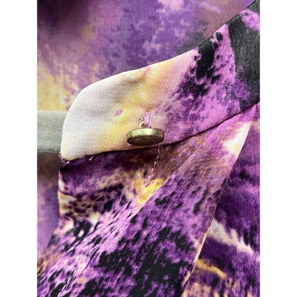 Liz Claiborne Blouse Womens Small‎ purple/tan sheer long sleeve button front - Picture 2 of 6